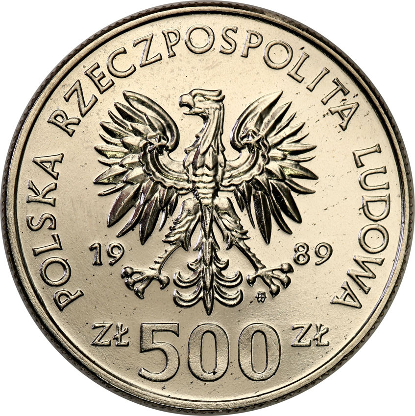 PRL. PRÓBA Nikiel 500 złotych 1989 Wojna Obronna